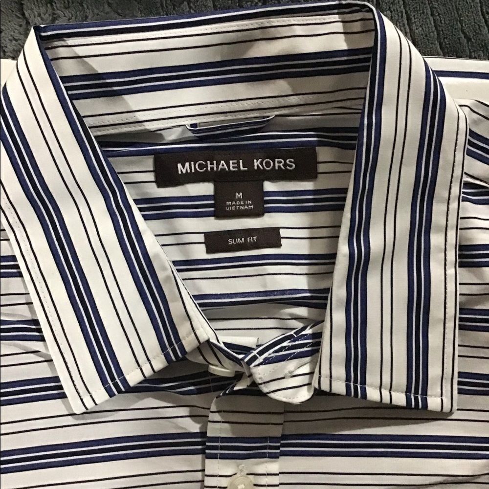MICHAEL KORS MEN’s SLIM-FIT STRETCH STRIPE SHIRT M - Picture 7 of 12